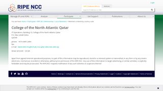
                            5. College of the North Atlantic Qatar - RIPE NCC