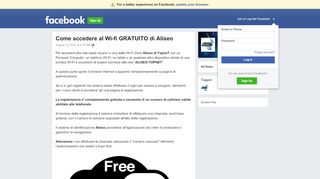 
                            2. Come accedere al Wi-fi GRATUITO di Aliseo | Facebook