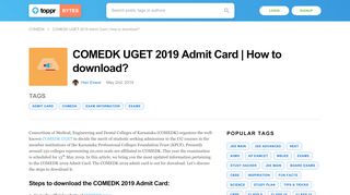 
                            8. COMEDK 2019 Admit Card / Hall Ticket - Download Now!