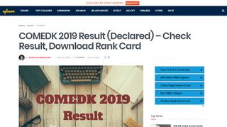 
                            9. COMEDK 2019 Result (Declared) - Check …