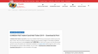 
                            5. COMEDK PGET Admit Card/Hall Ticket 2019 - Download …