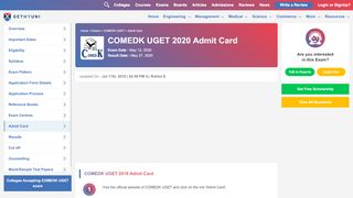 
                            4. COMEDK UGET 2019 Admit Card- Download Admit Card