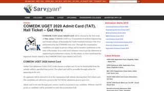 
                            9. COMEDK UGET Admit Card (TAT) 2019 (Released), Hall …