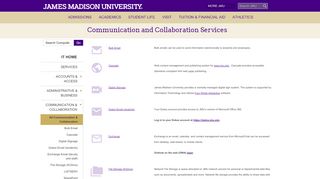 
                            2. Communication and Collaboration Services - James Madison University