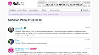 
                            8. Community Forums: Obsidian Portal Integration | Roll20: Online ...