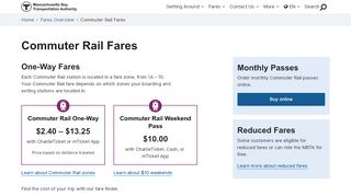 
                            3. Commuter Rail Fares | Fares Overview | MBTA