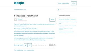 
                            4. Como acesso o Portal Acqio? – Central de Atendimento