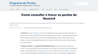 
                            6. Como consultar e trocar os pontos do Itaucard — …