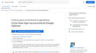 
                            3. Como fazer login na sua conta do Google AdSense