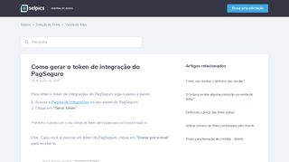 
                            7. Como gerar o token de integração do PagSeguro – Selpics