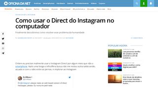 
                            9. Como usar o Direct do Instagram no computador - Oficina da Net