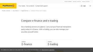 
                            2. Compare e-finance and e-trading | PostFinance