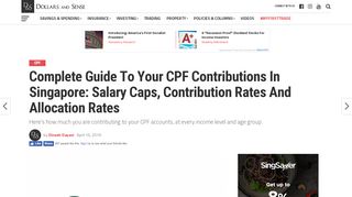 
                            11. Complete Guide To CPF Contributions: Salary Caps ...