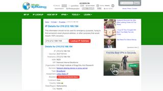 
                            5. Complete IP Address Details for 210.212.188.194