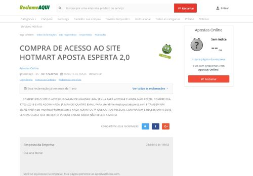 
                            1. COMPRA DE ACESSO AO SITE HOTMART APOSTA ESPERTA 2,0