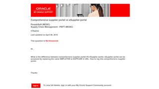 
                            1. Comprehensive supplier portal vs eSupplier portal - Oracle