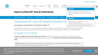 
                            3. Computadores HP - Usar o HP JumpStart (Windows 10 ...