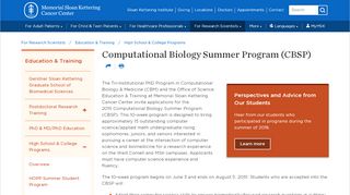 
                            5. Computational Biology Summer Program (CBSP) | Memorial Sloan ...