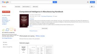 
                            7. Computational Intelligence In Manufacturing Handbook