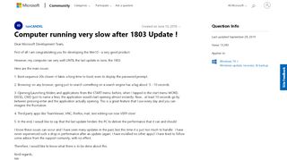 
                            6. Computer running very slow after 1803 Update ! - Microsoft Community