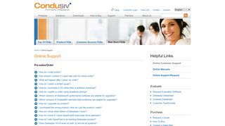 
                            4. Condusiv Online Support: Pre-Sales Questions