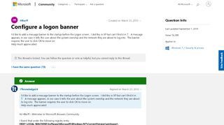 
                            6. Configure a logon banner - Microsoft Community