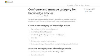 
                            1. Configure and manage category for knowledge articles for a ...