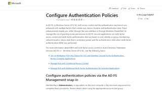 
                            1. Configure Authentication Policies | Microsoft Docs