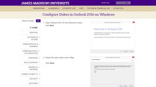 
                            8. Configure Dukes in Outlook 2016 on ... - James Madison University