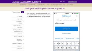 
                            7. Configure Exchange in Outlook App on iOS - James Madison University