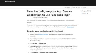 
                            11. Configure Facebook authentication - Azure App Service ...