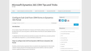 
                            4. Configure Sub Grid from CRM forms in Dynamics 365 Portal - Inogic
