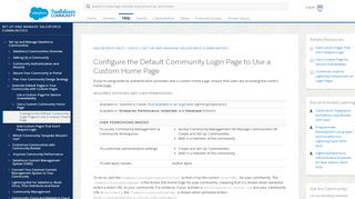 
                            2. Configure the Default Community Login Page to Use a Custom Home ...