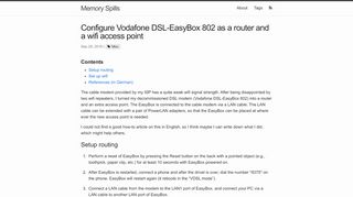 
                            6. Configure Vodafone DSL-EasyBox 802 as a router and a wifi ...