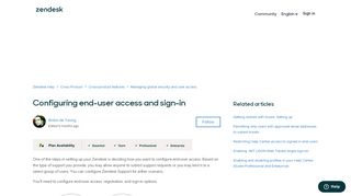 
                            4. Configuring end-user access and sign-in – Zendesk help