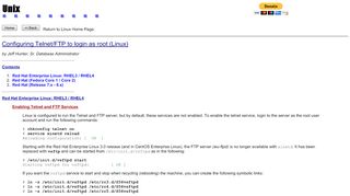 
                            1. Configuring Telnet/FTP to login as root (Linux)
