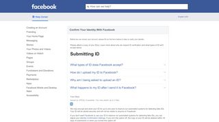 
                            1. Confirm Your Identity With Facebook | Facebook