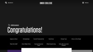 
                            1. Congratulations! - Admission - Knox College