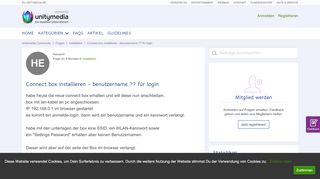 
                            4. Connect box installieren - benutzername ?? für login ...