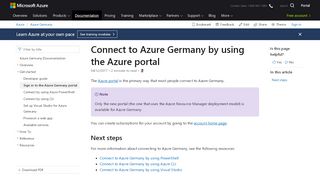 
                            3. Connect to Azure Germany by using the Azure portal ...