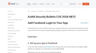 
                            9. Connect your app to Facebook - Auth0