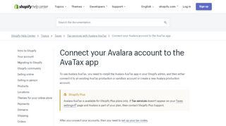 
                            7. Connect your Avalara account to the AvaTax app · Shopify Help Center