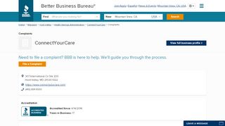 
                            4. ConnectYourCare | Complaints | Better Business Bureau® Profile