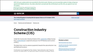 
                            2. Construction Industry Scheme (CIS) - GOV.UK