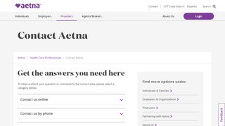 
                            8. Contact Aetna – Health Care Professionals | Aetna