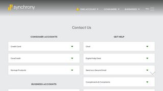 
                            8. Contact | Customer Service, Account Log In & Complaints - Synchrony