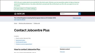 
                            9. Contact Jobcentre Plus - GOV.UK