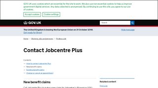 
                            2. Contact Jobcentre Plus: New benefit claims - GOV.UK