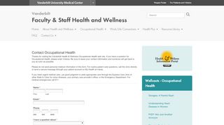 
                            2. Contact Occupational Health | Vanderbilt Faculty & Staff Health and ...