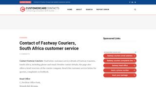 
                            9. Contact of Fastway Couriers, South Africa customer service | Customer ...